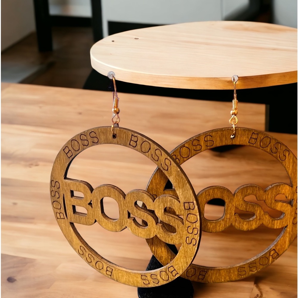 BOSS Wooden Hoop Earrings – Statement Handmade Afrocentric Earrings